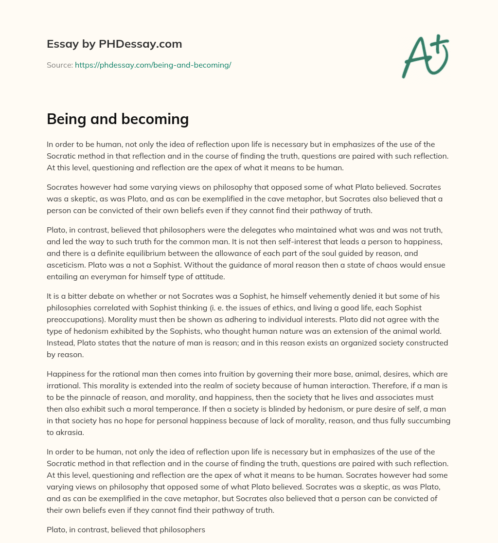 Being and becoming essay