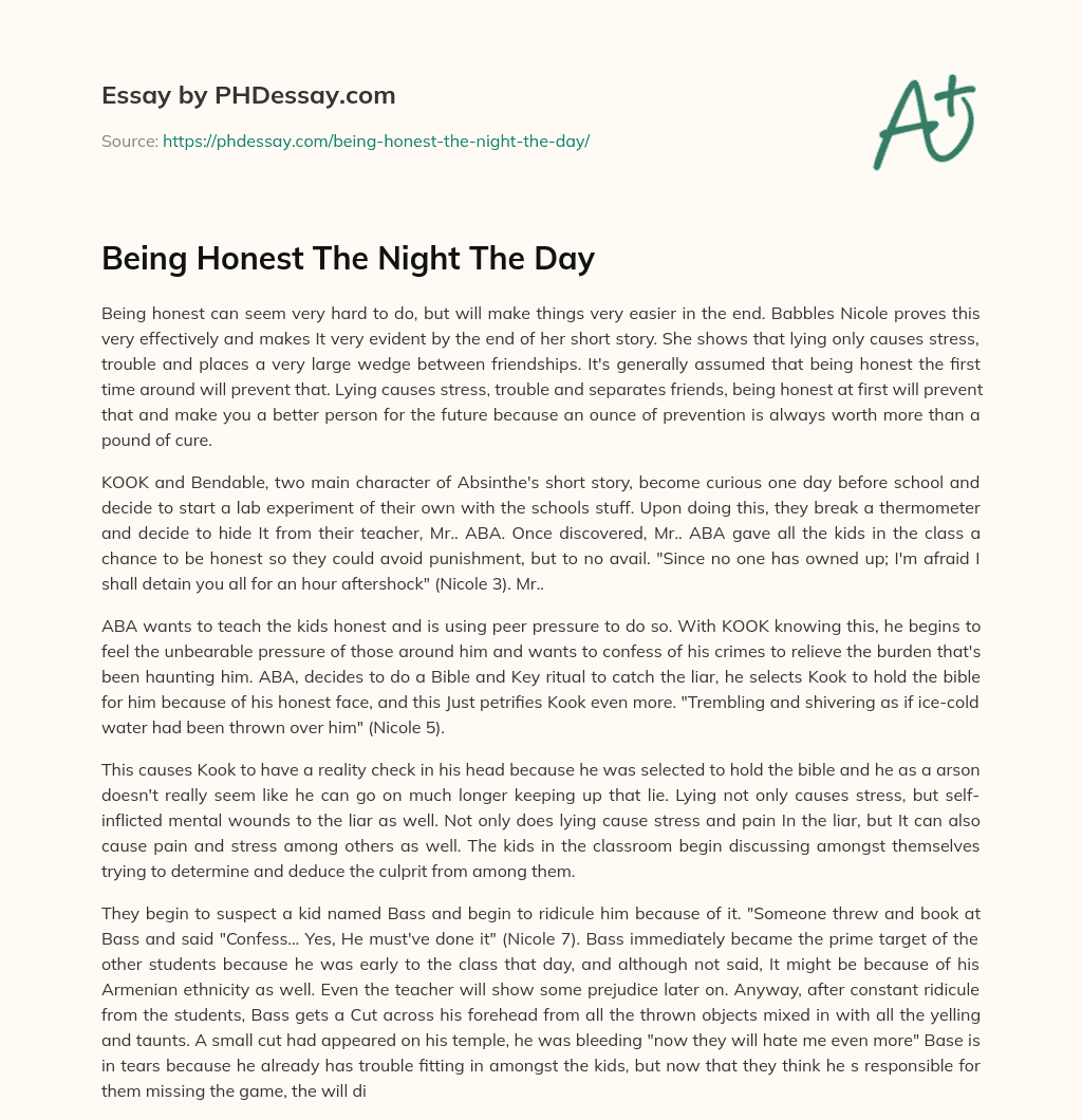 Being Honest The Night The Day essay