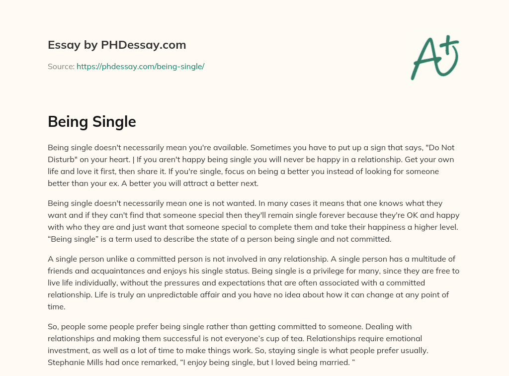 The Importance of Being Happy and Content While Single essay