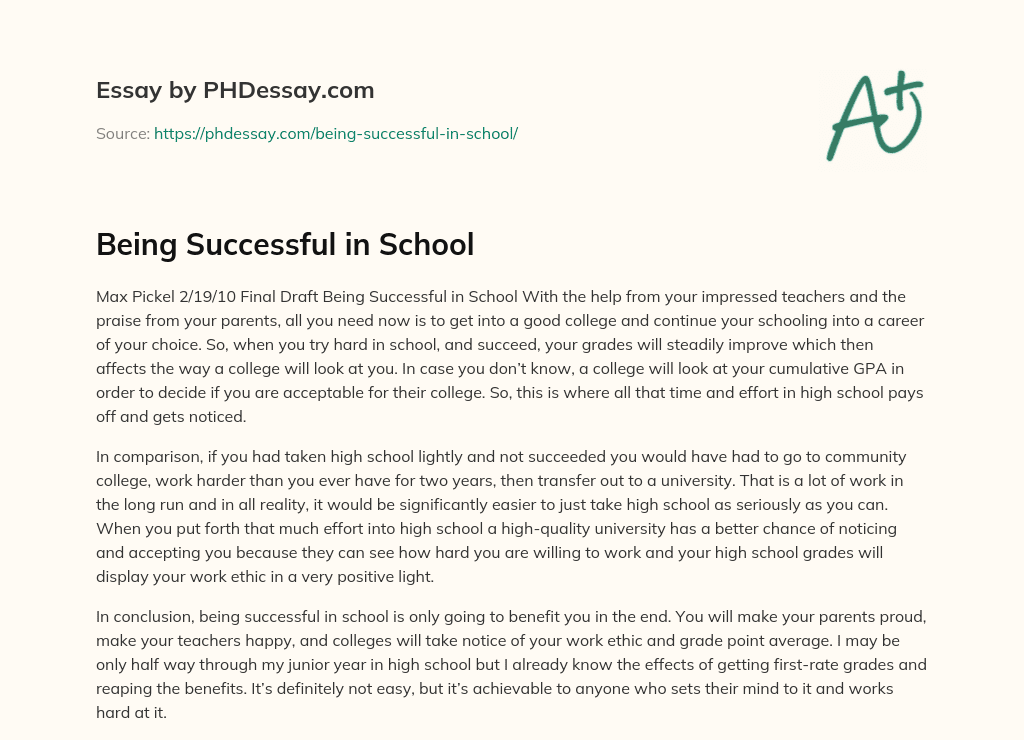 Being Successful in School essay