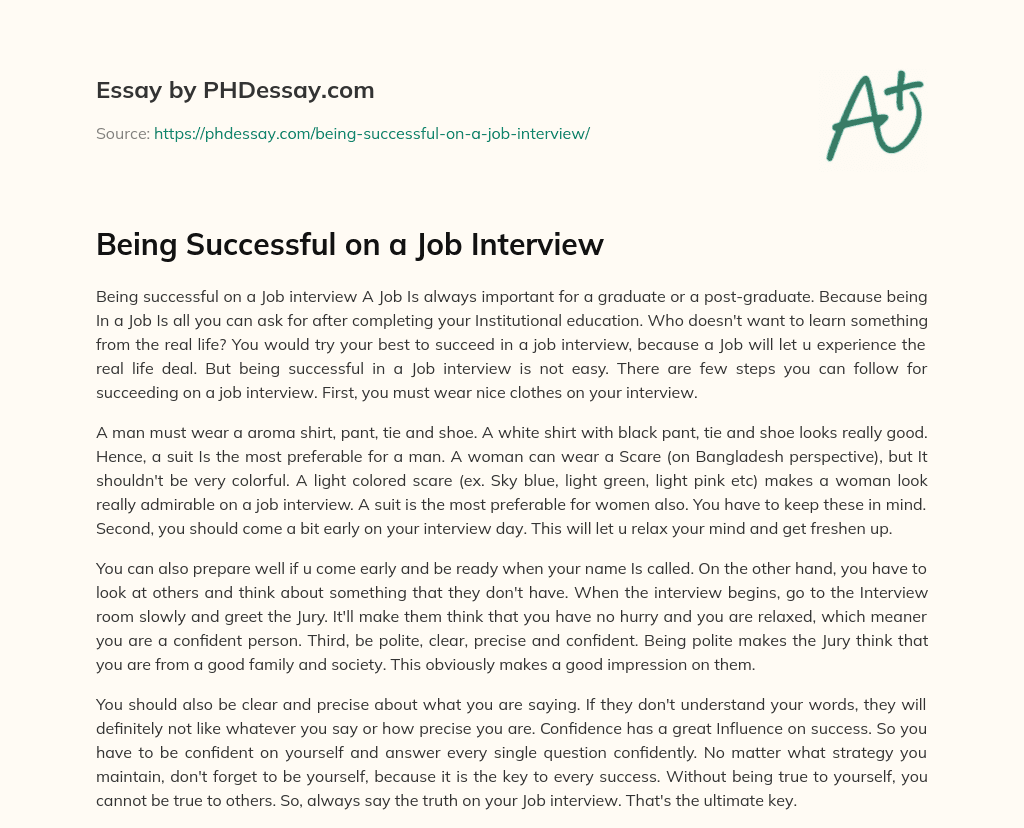 Being Successful on a Job Interview essay