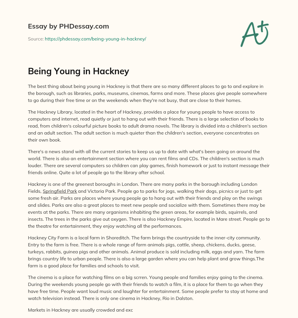 Being Young in Hackney essay