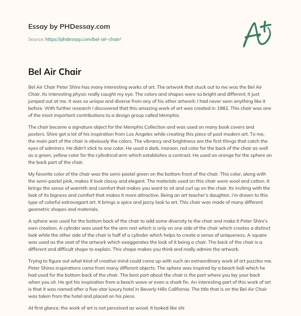 Bel Air Chair essay
