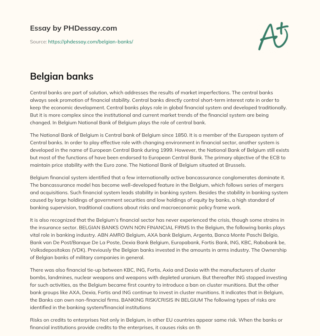 Belgian banks essay