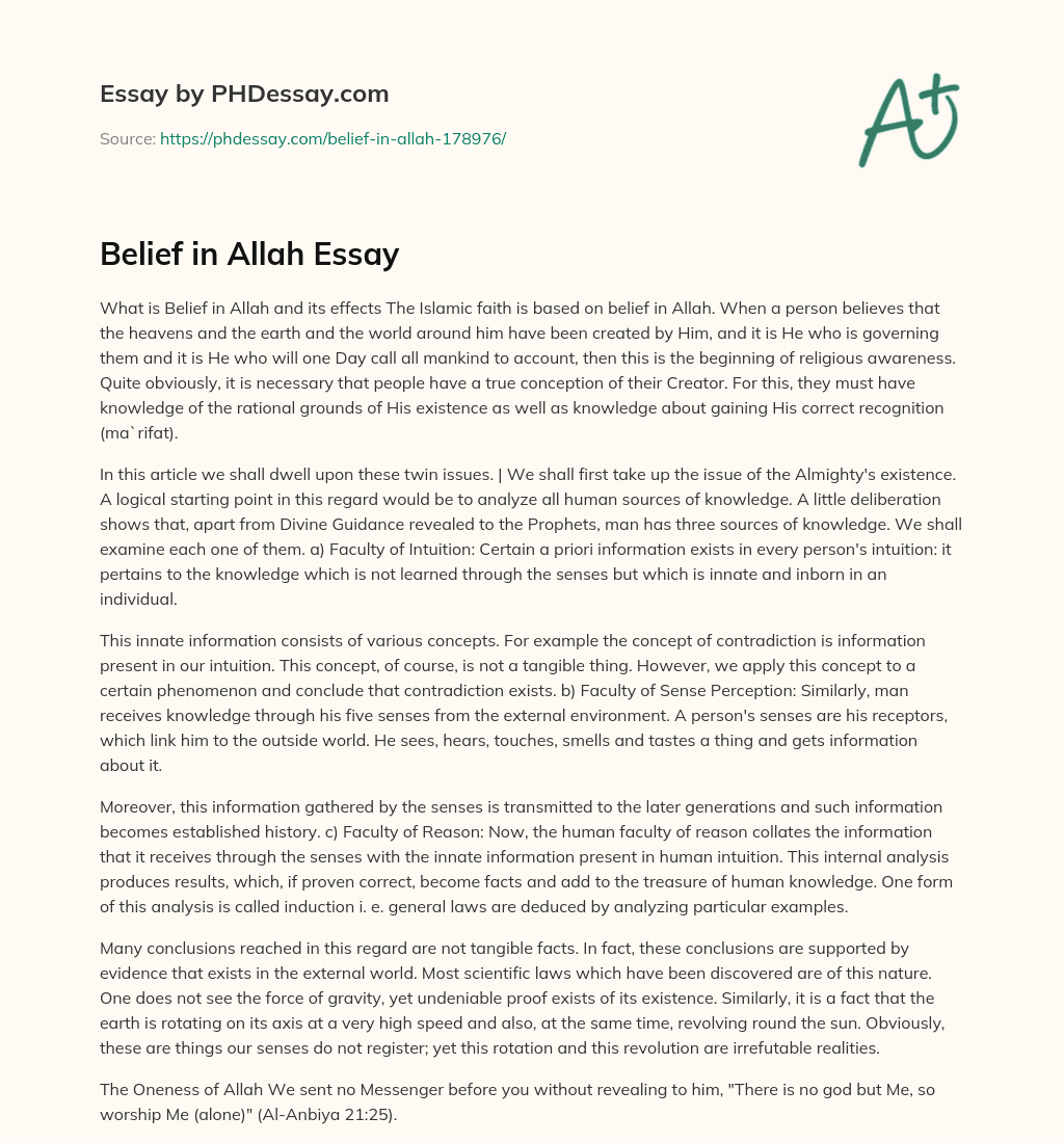 Belief in Allah Essay essay