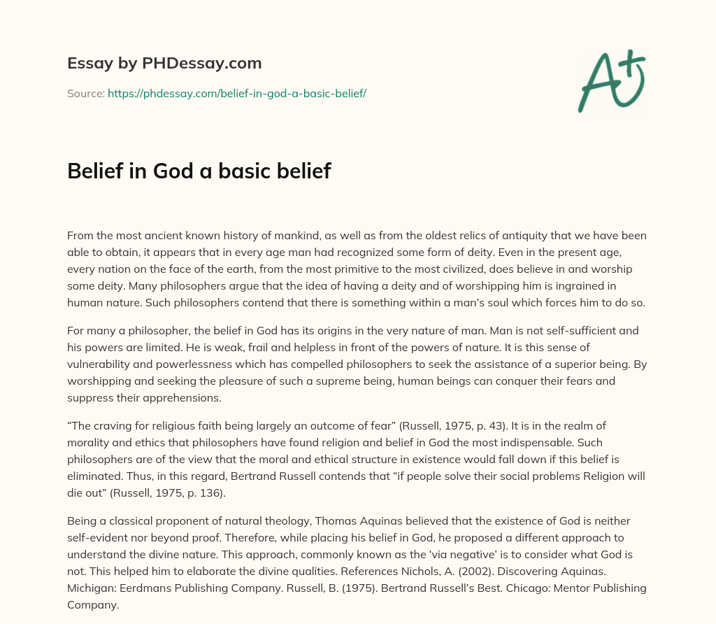 essay on belief in god