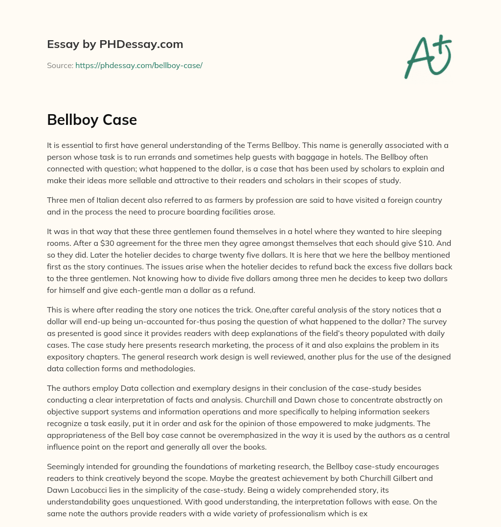 Bellboy Case essay