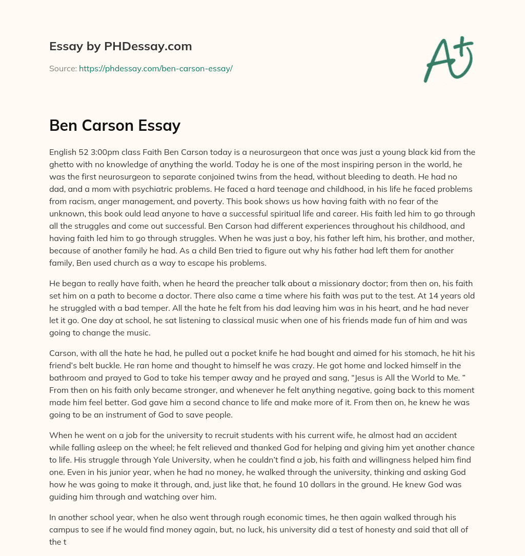Ben Carson Essay essay