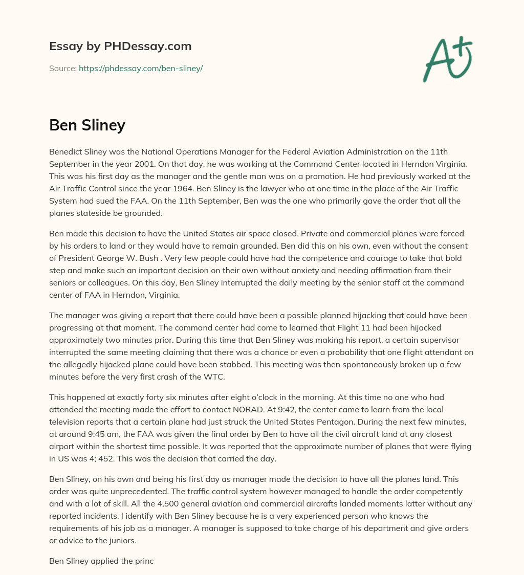 Benedict Sliney: The Man Who Grounded All Planes on 9/11 essay