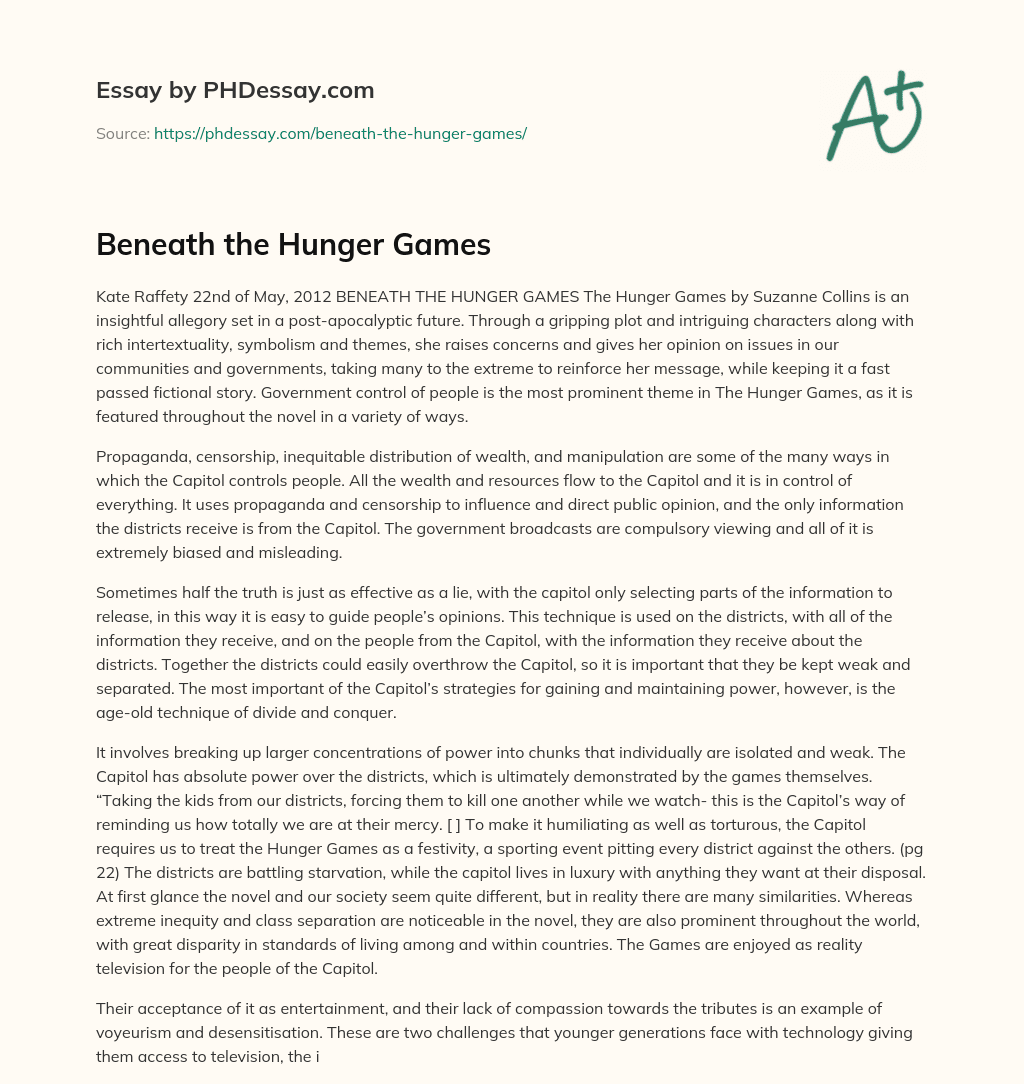 Beneath the Hunger Games essay