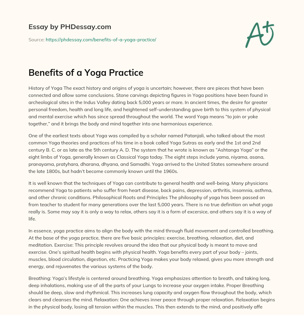 Benefits of a Yoga Practice essay