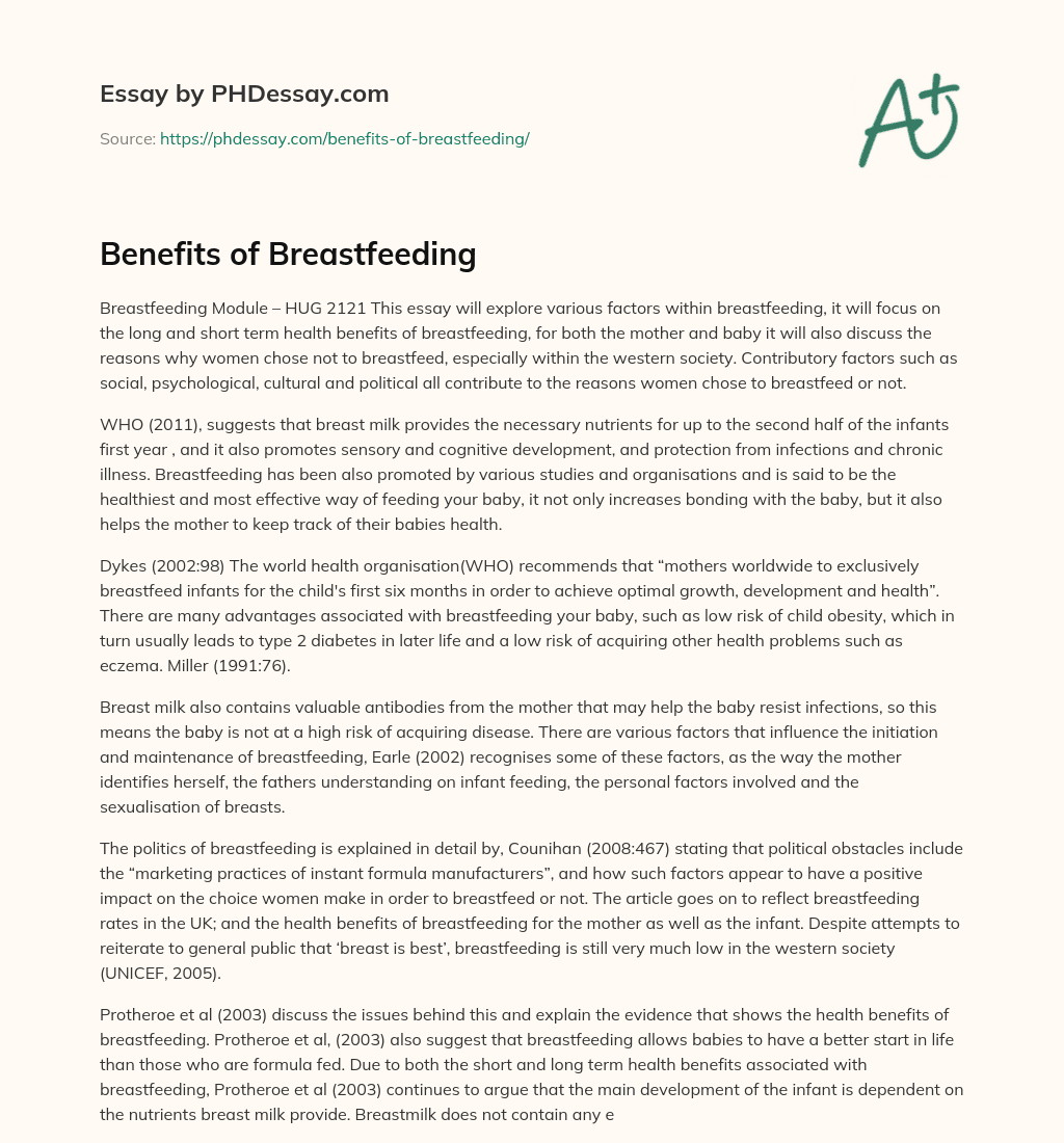 breastfeeding benefits essay