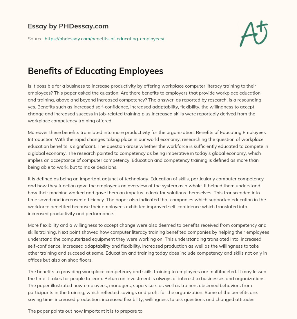 Benefits of Educating Employees essay