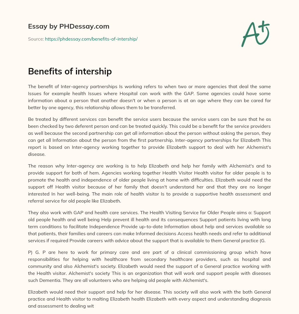 Benefits of intership essay