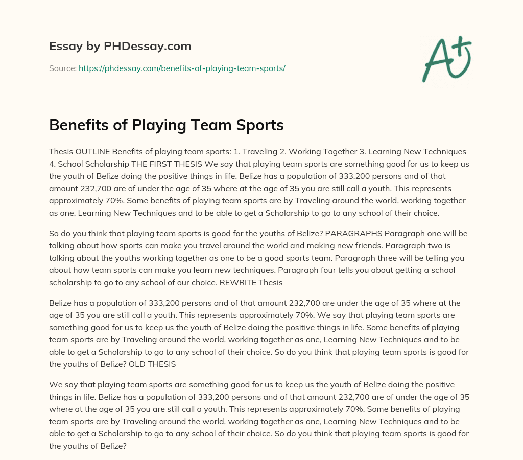 write an essay about the benefits of playing team sports