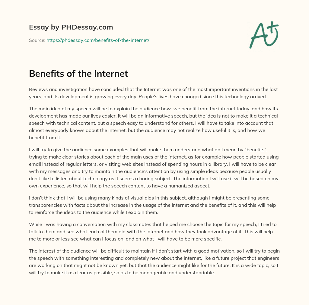 essay about the benefits of internet