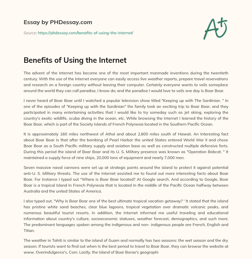 essay about the benefits of internet