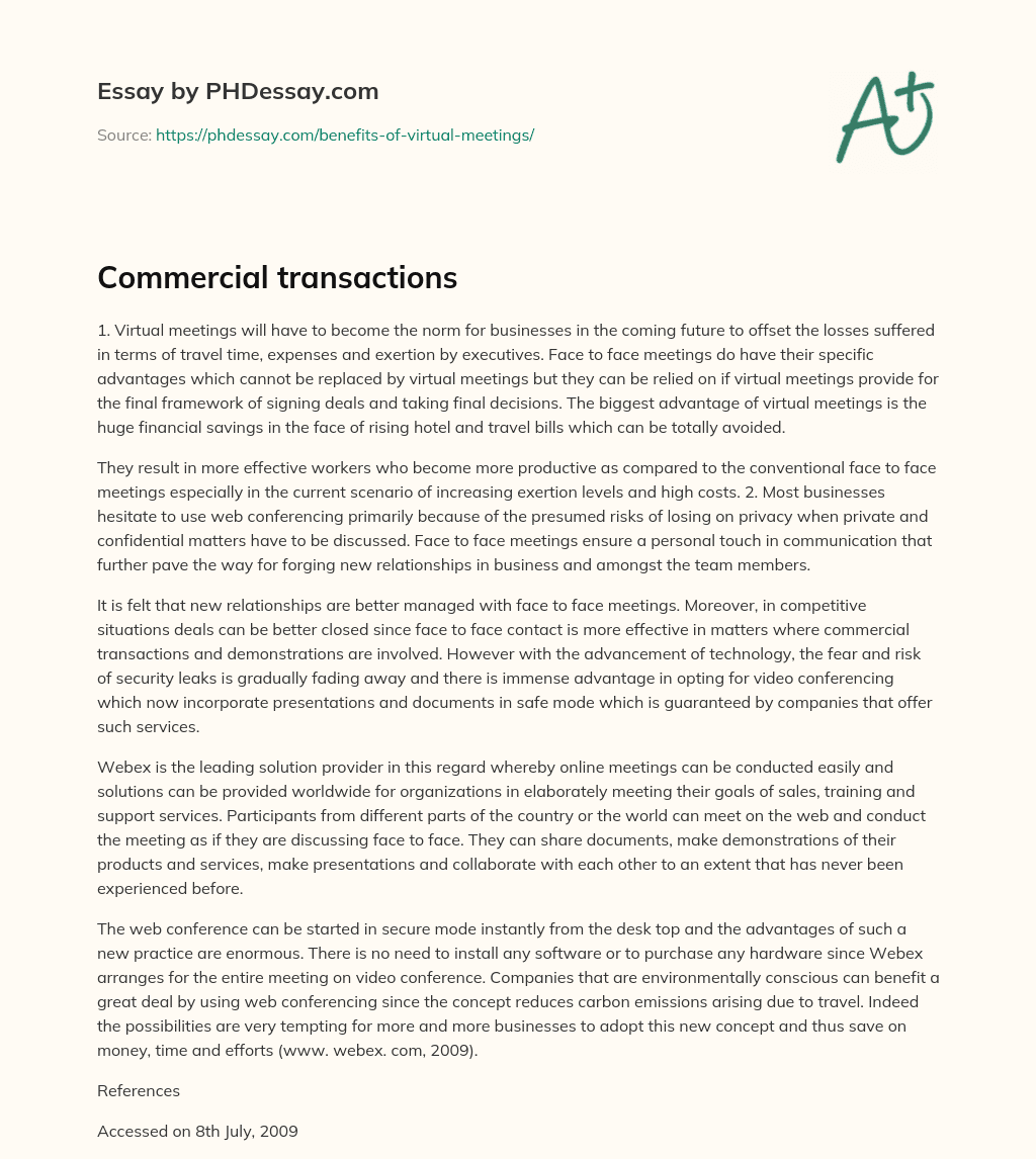 Commercial transactions essay