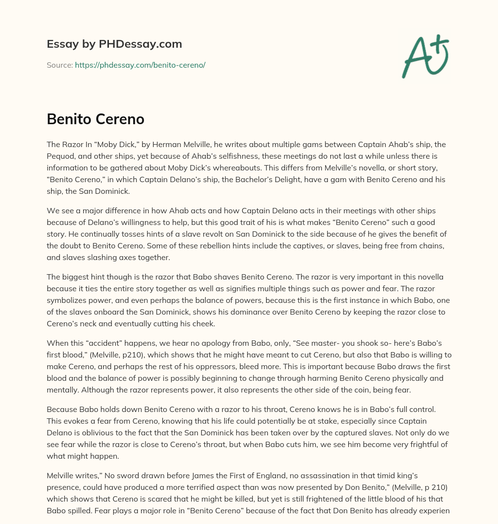 Benito Cereno essay