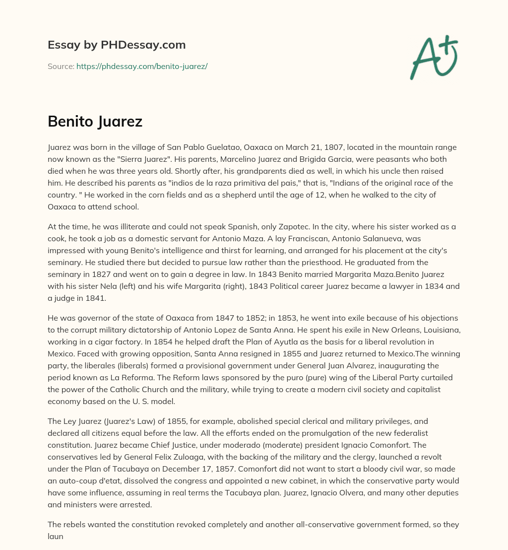 Benito Juarez essay