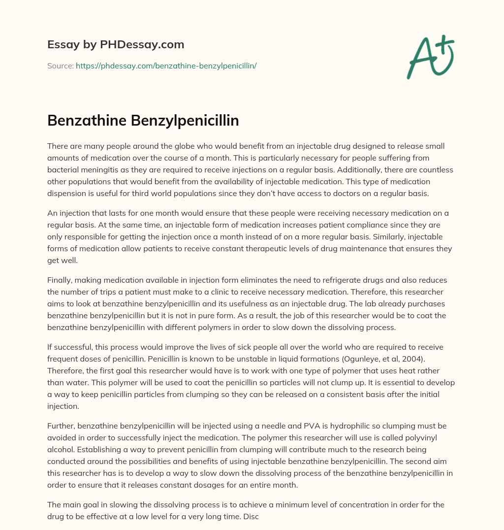 Benzathine Benzylpenicillin essay