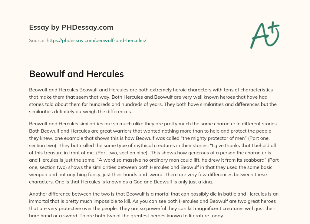 Beowulf and Hercules essay