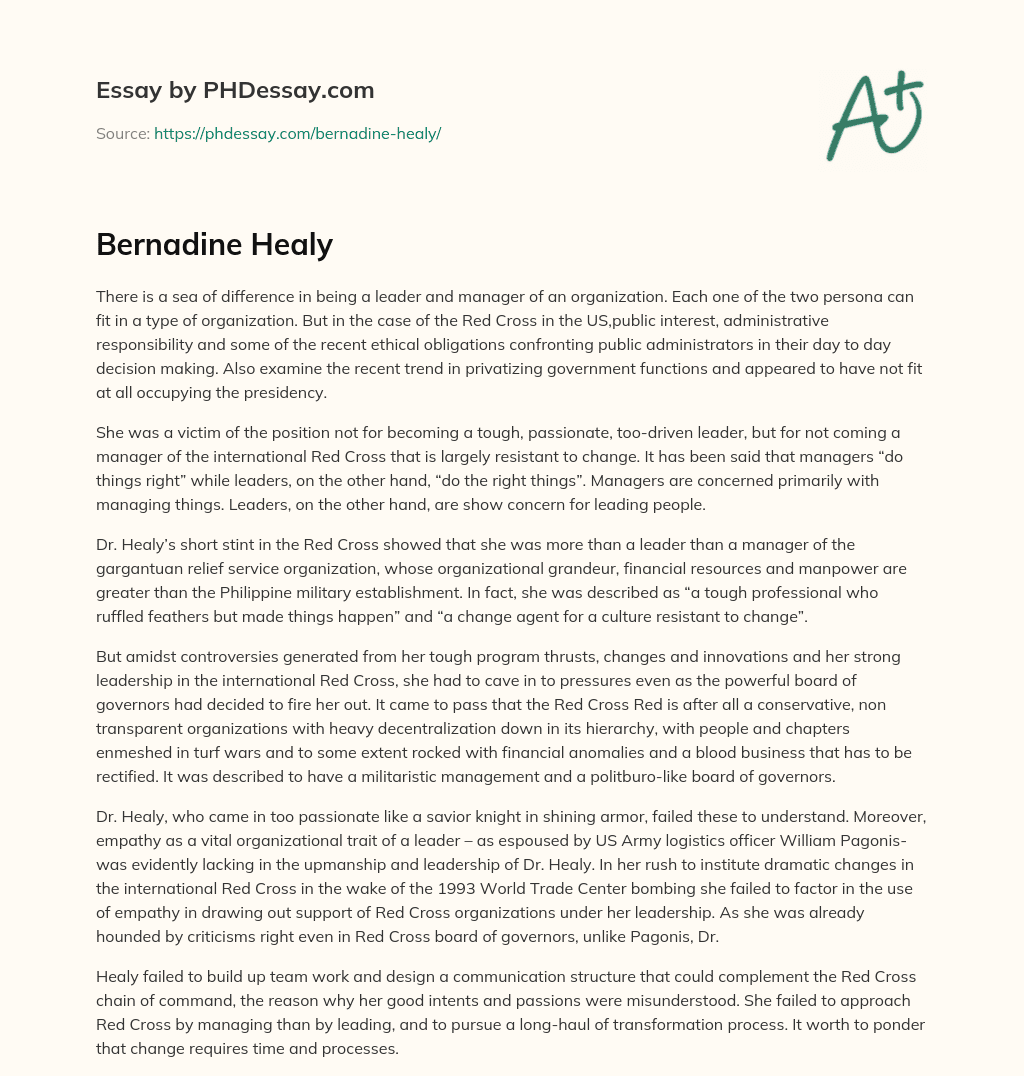 Bernadine Healy essay