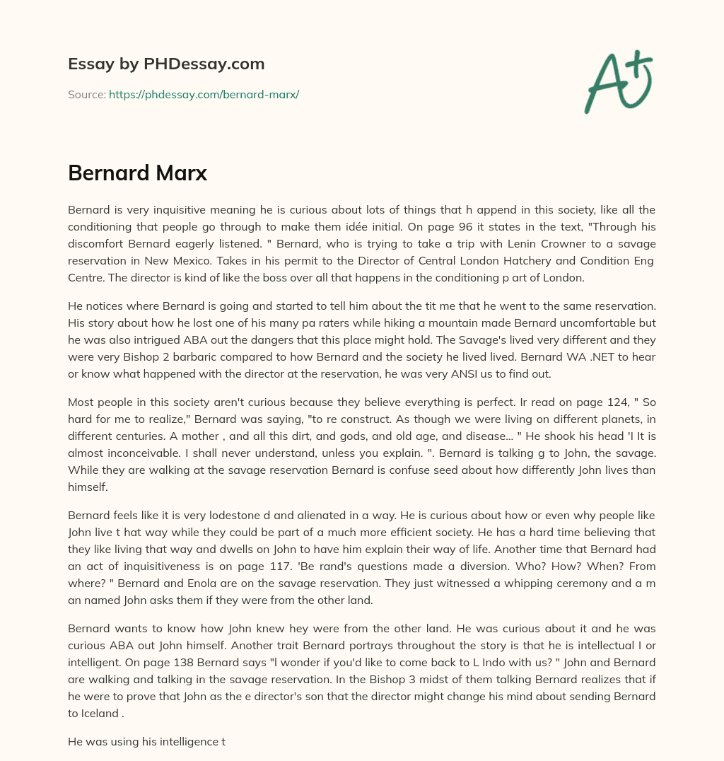 Bernard Marx essay