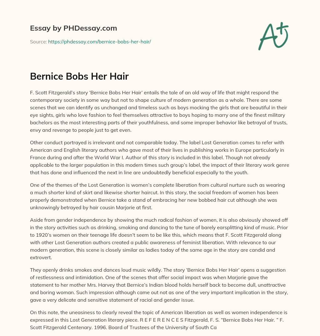 Bernice Bobs Her Hair essay