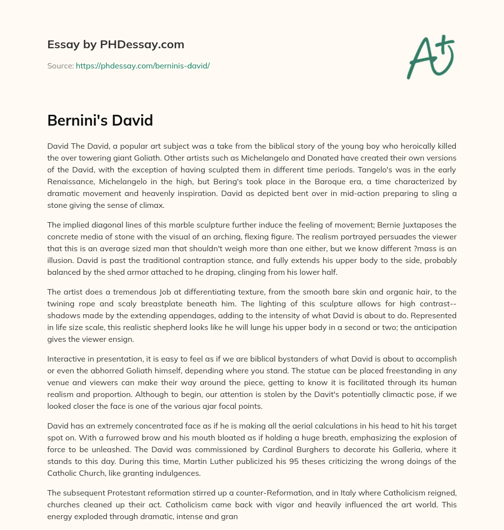 Bernini’s David essay