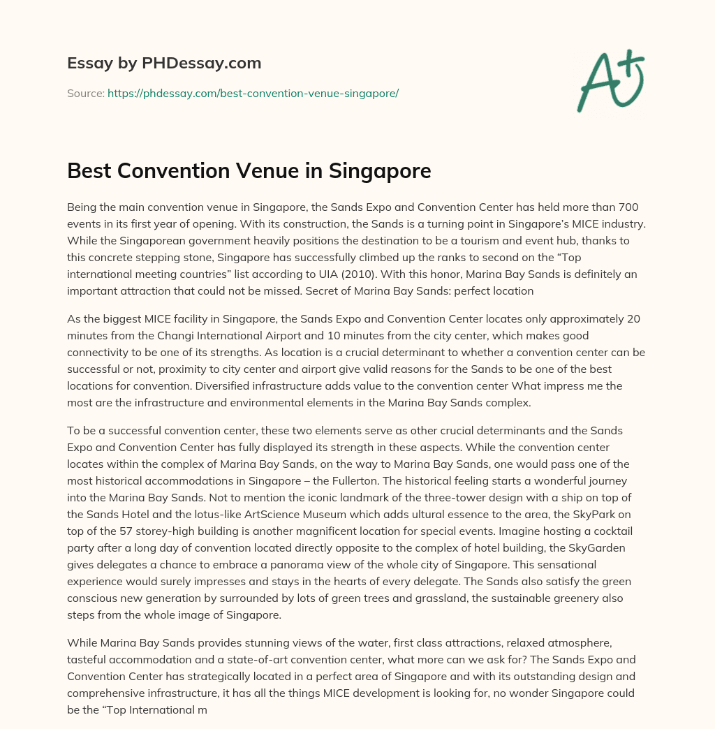 Best Convention Venue in Singapore essay
