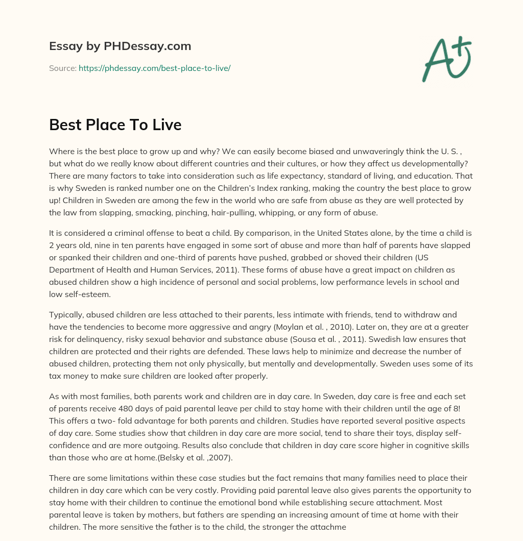 Best Place To Live essay