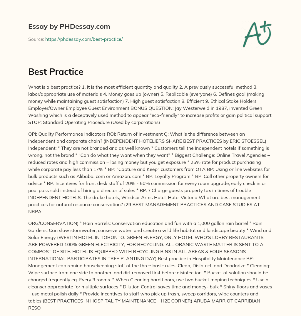 Best Practice essay