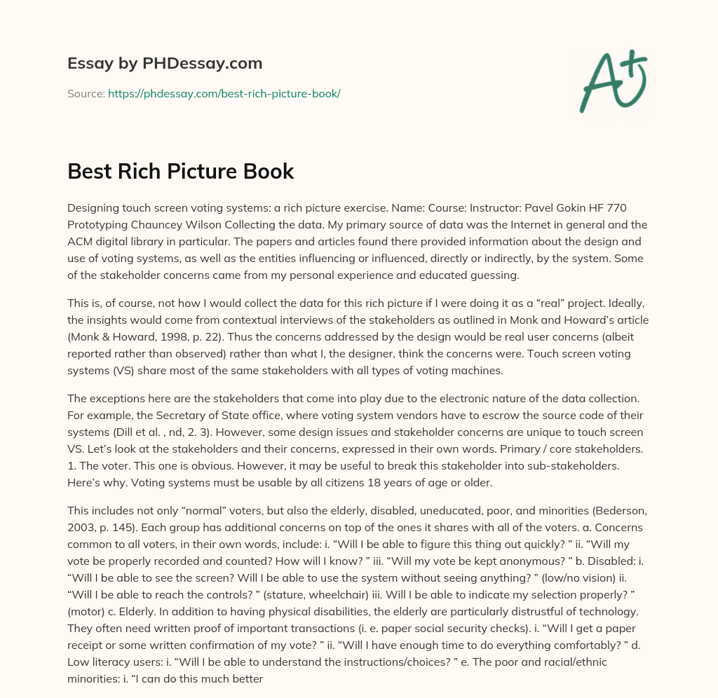 Best Rich Picture Book essay