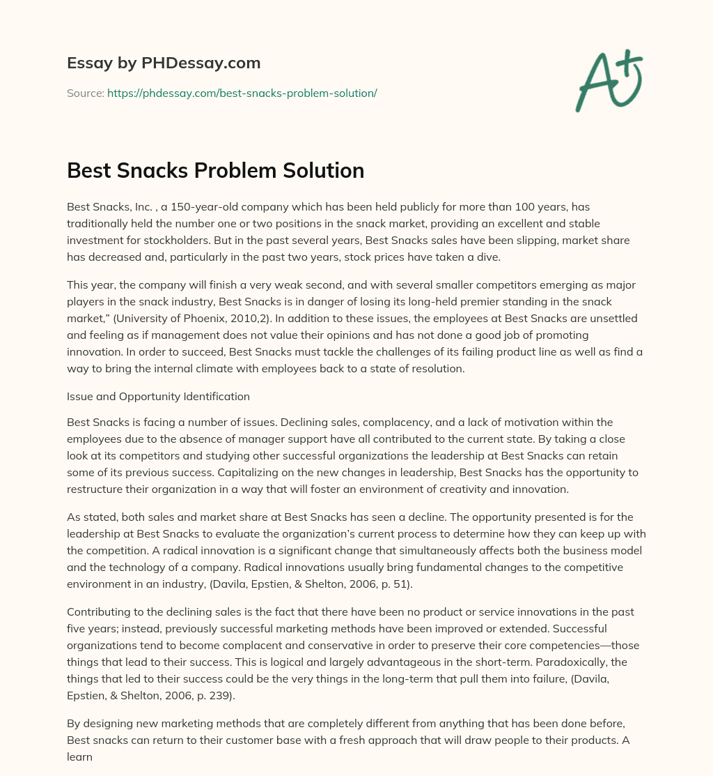 Best Snacks Problem Solution essay