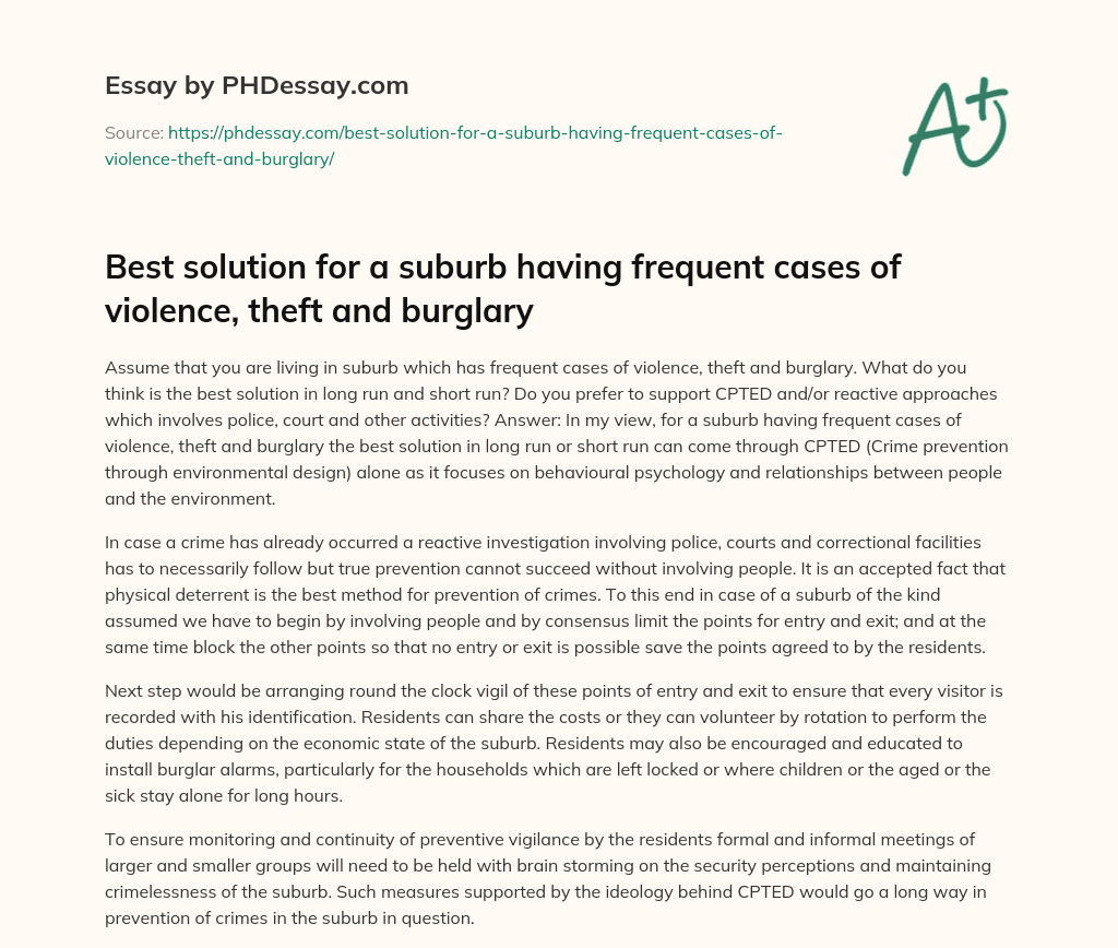 essay on theft in house