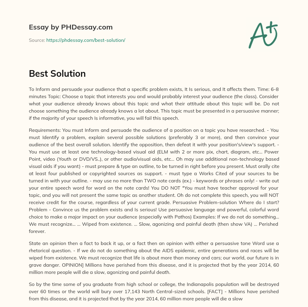 Best Solution essay