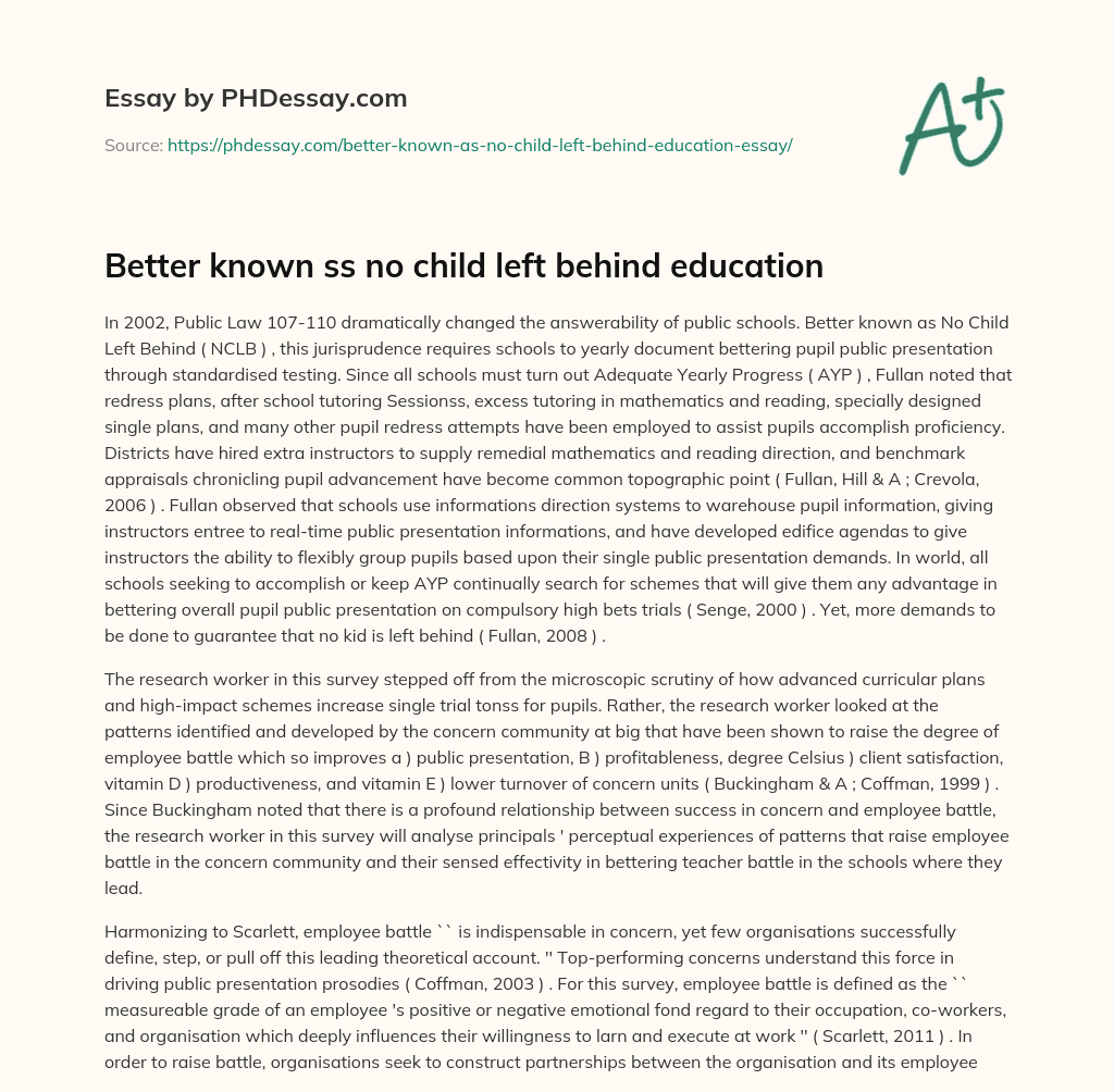 Better known ss no child left behind education essay