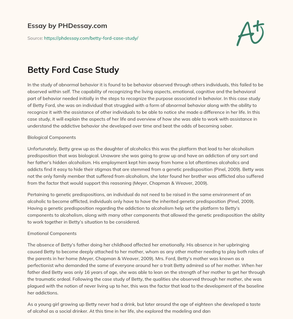 Betty Ford Case Study essay