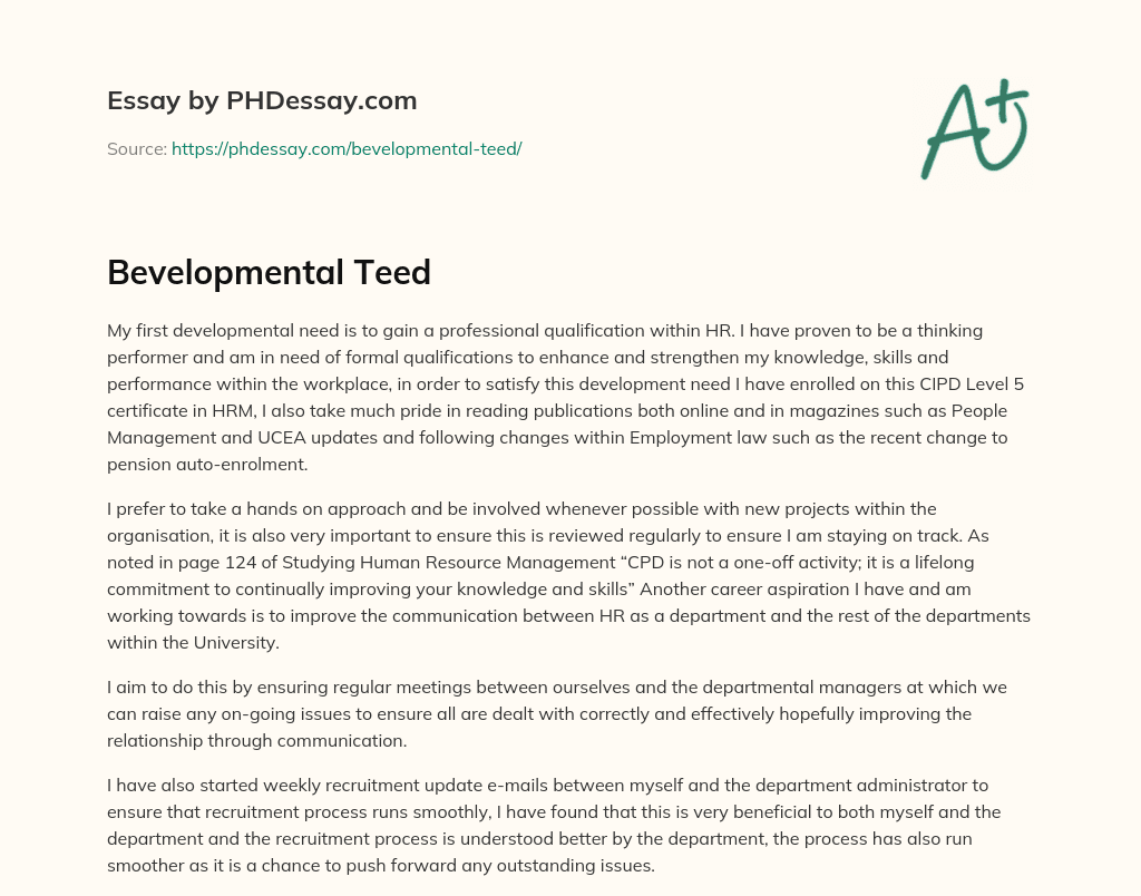 Developmental Teed essay