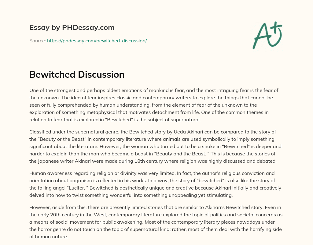 Bewitched Discussion essay