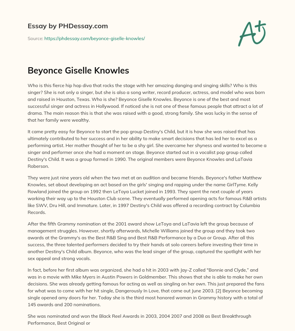 Beyonce Giselle Knowles essay