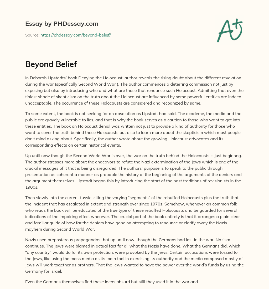 Beyond Belief essay