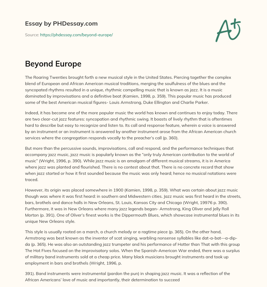 Beyond Europe essay