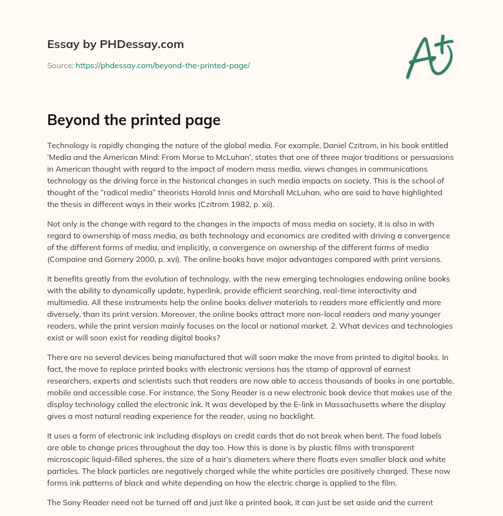 Beyond the printed page essay
