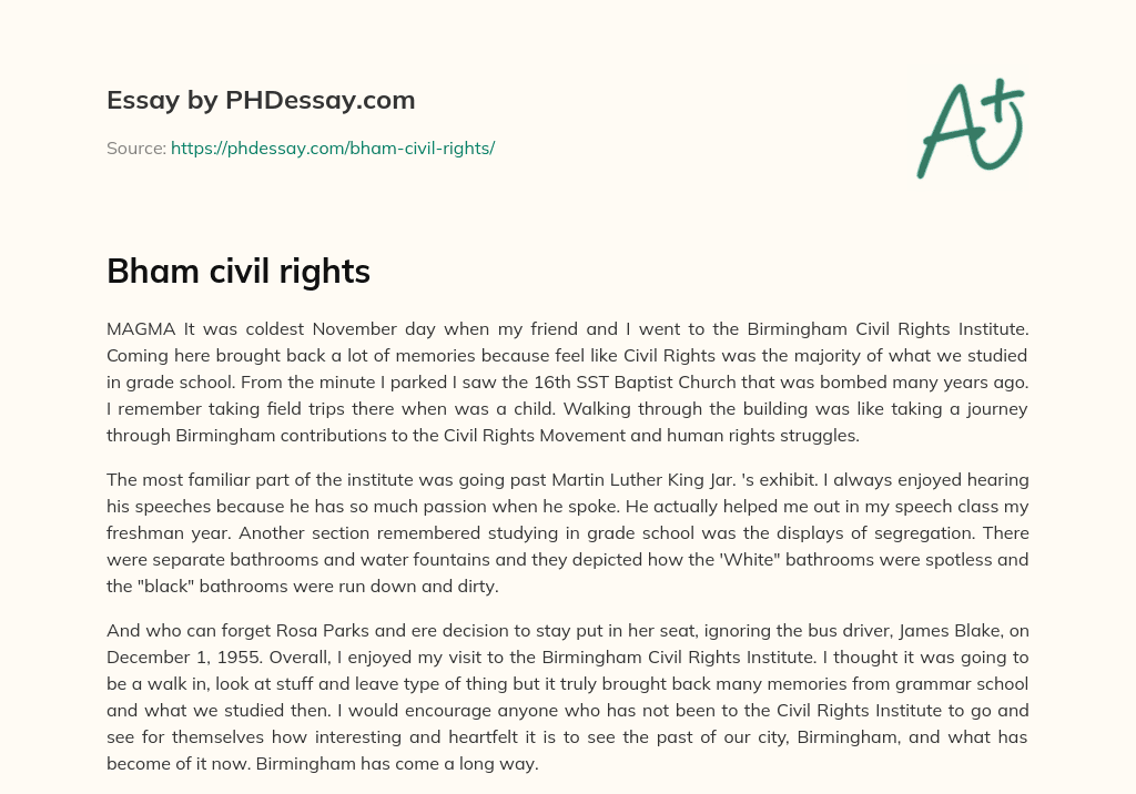 Bham civil rights essay