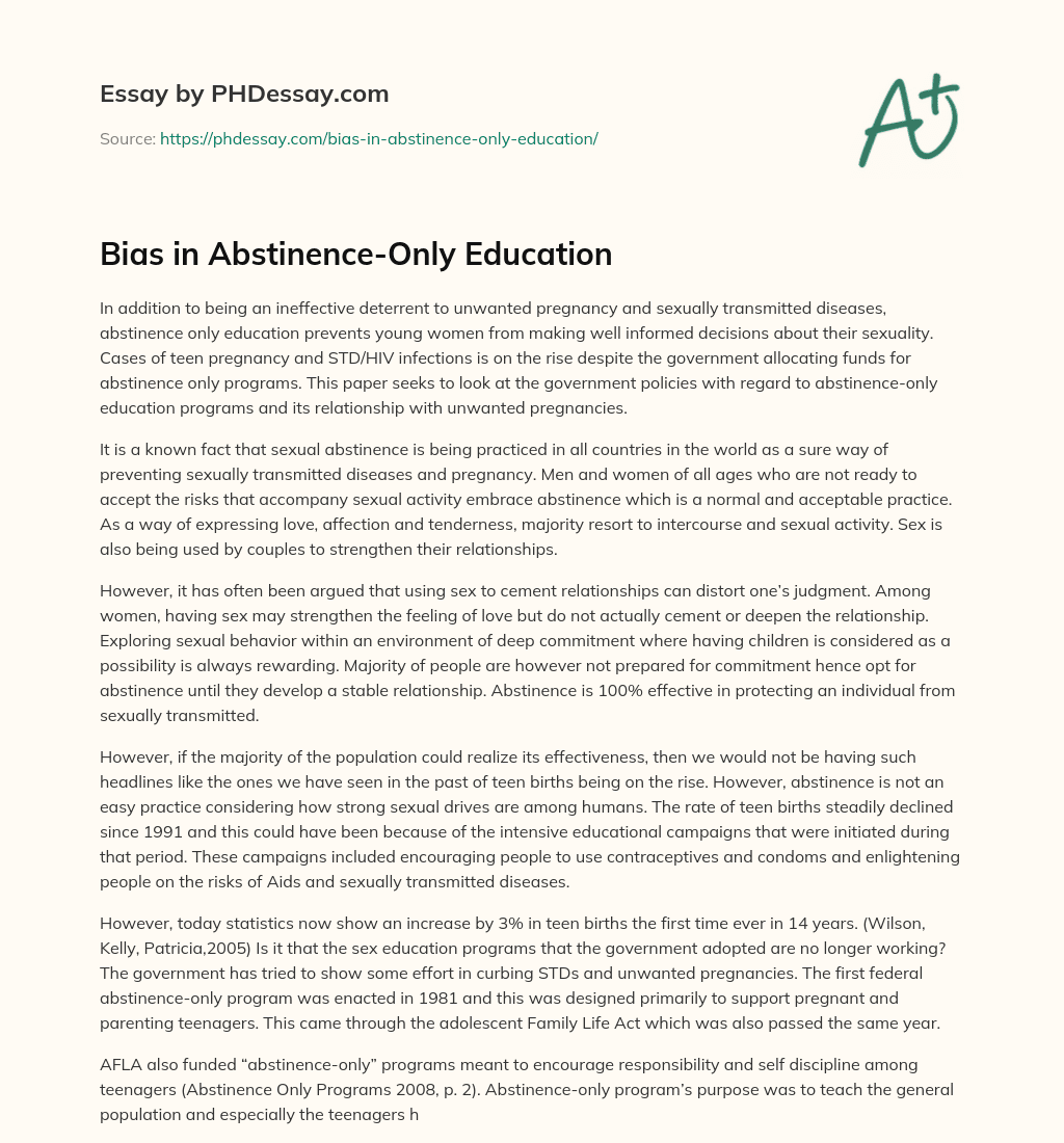 Bias in Abstinence-Only Education essay