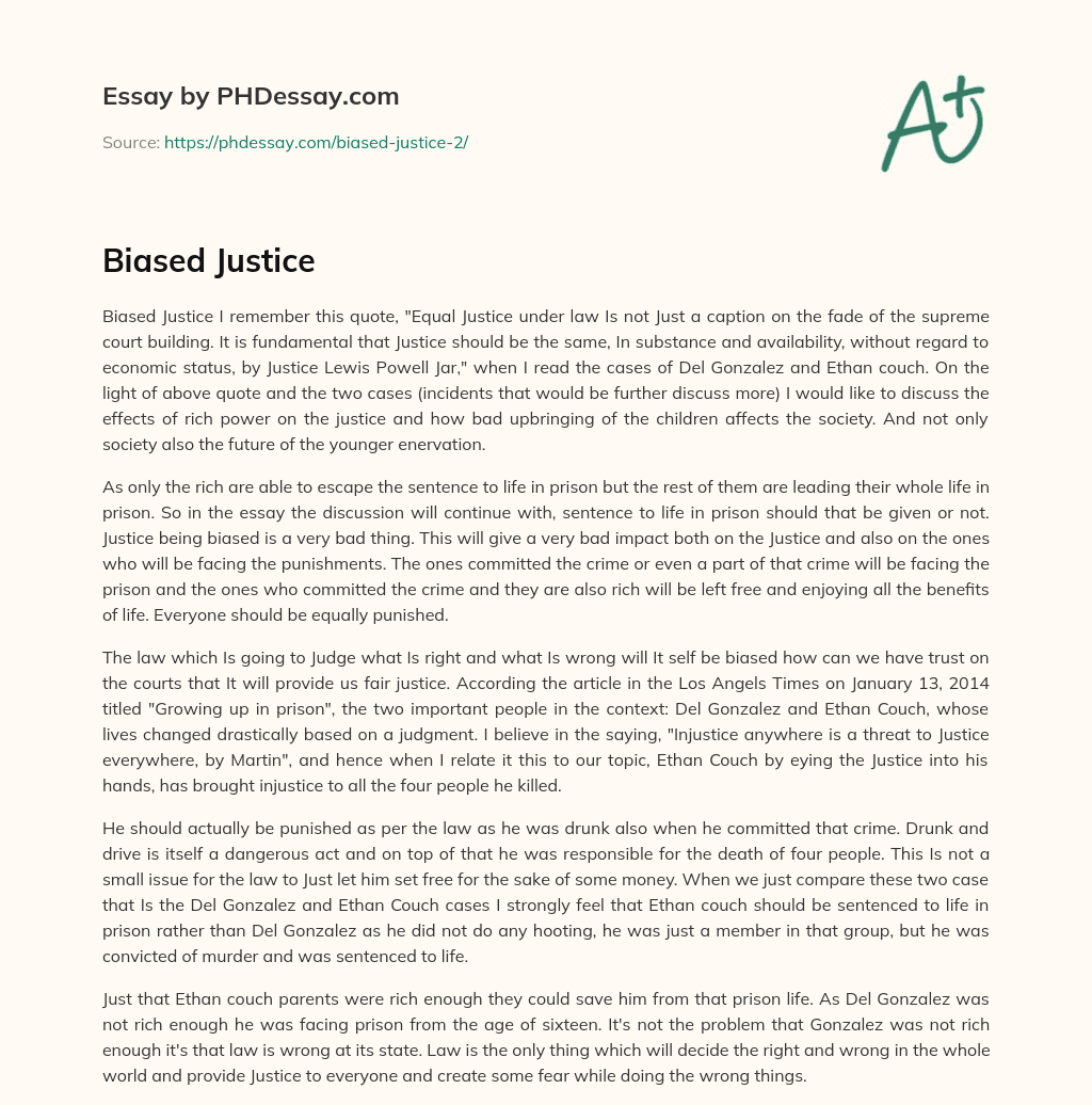 Biased Justice essay