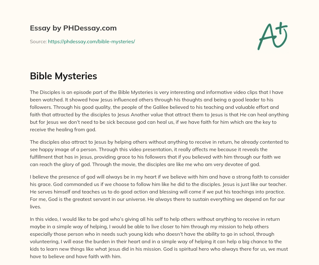 Bible Mysteries essay