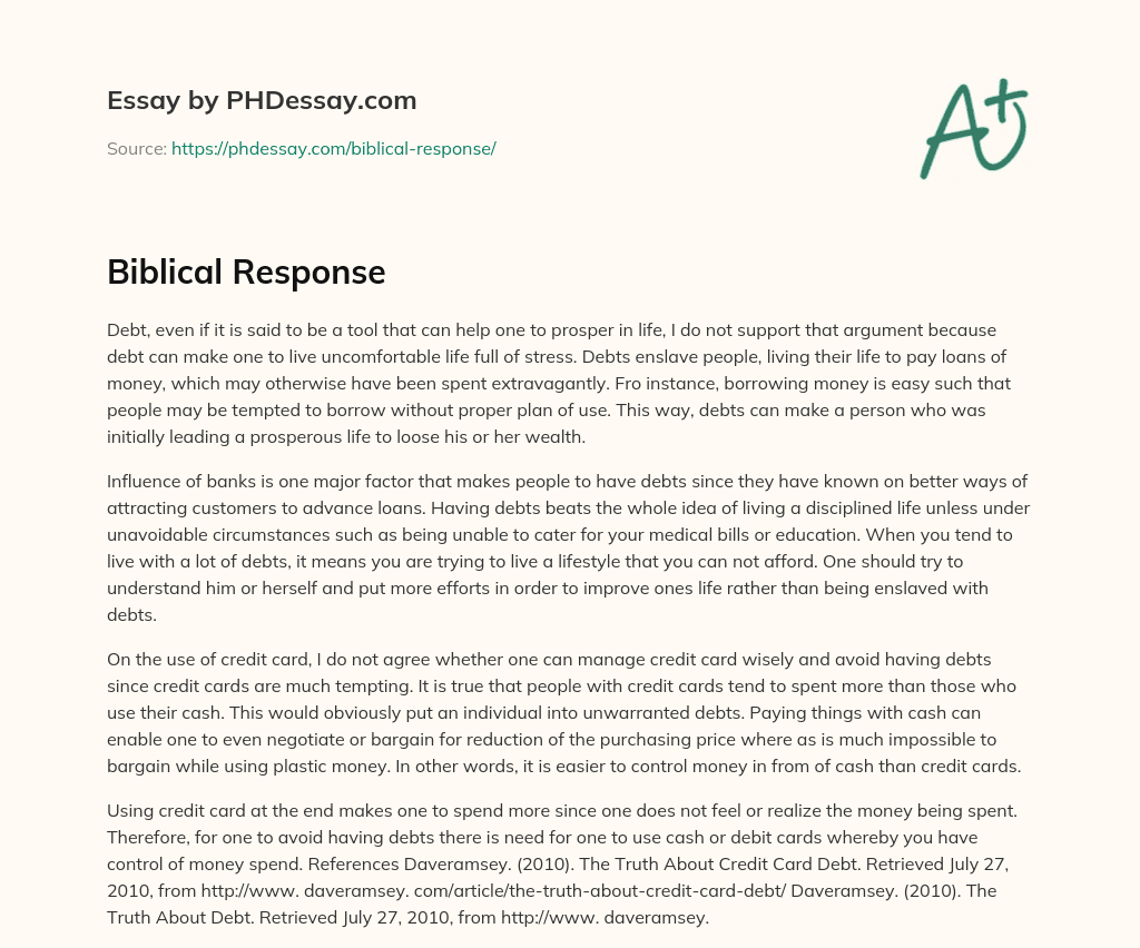 Biblical Response essay